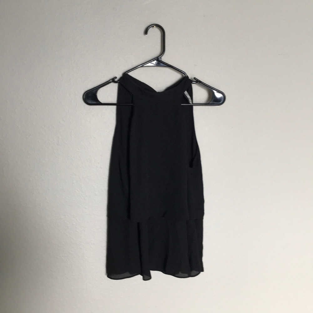 Zara Black Chiffon High Neck Top